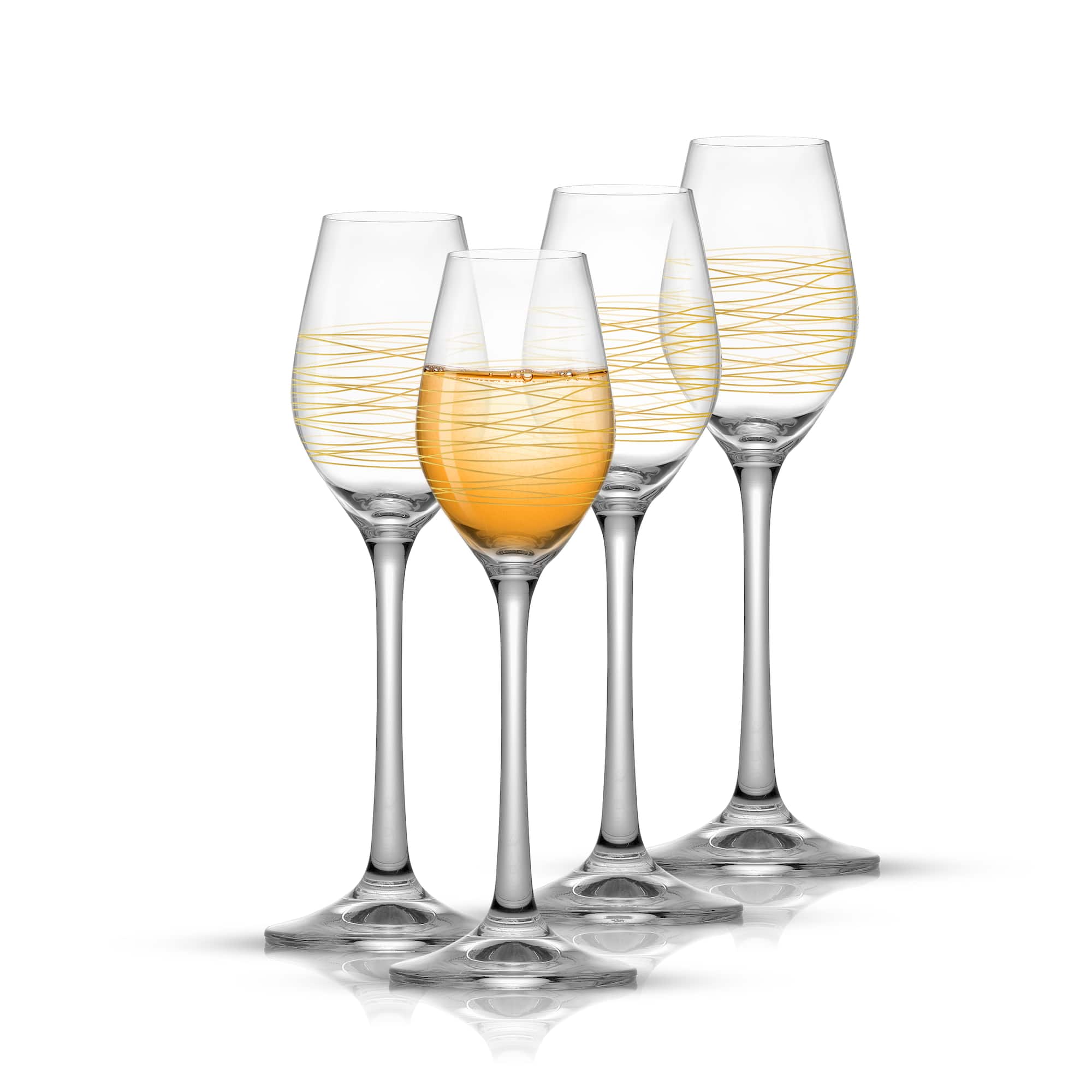 JoyJolt® Golden Royale 2oz. Crystal Stemmed Shot Cordial Glasses Set, 4ct.